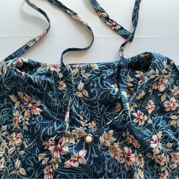 Basic Editions Navy Floral Button-Front Dress - Picture 7 of 8